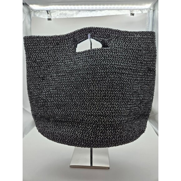 Magid  Woven Metallic Clutch Handbag Black and Silver Tote Handbag - Picture 1 of 6